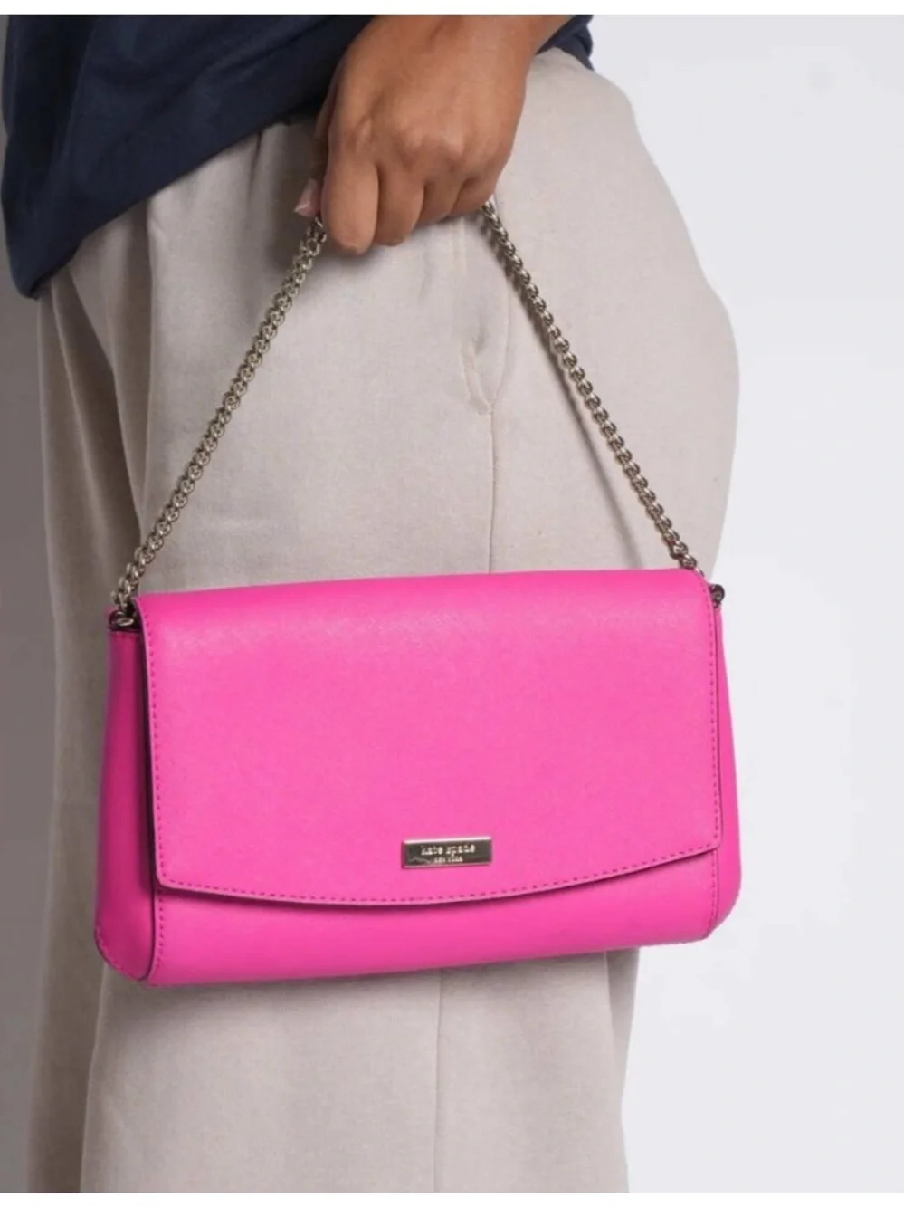 kate spade Hot Pink Leather Chain Shoulder Bag